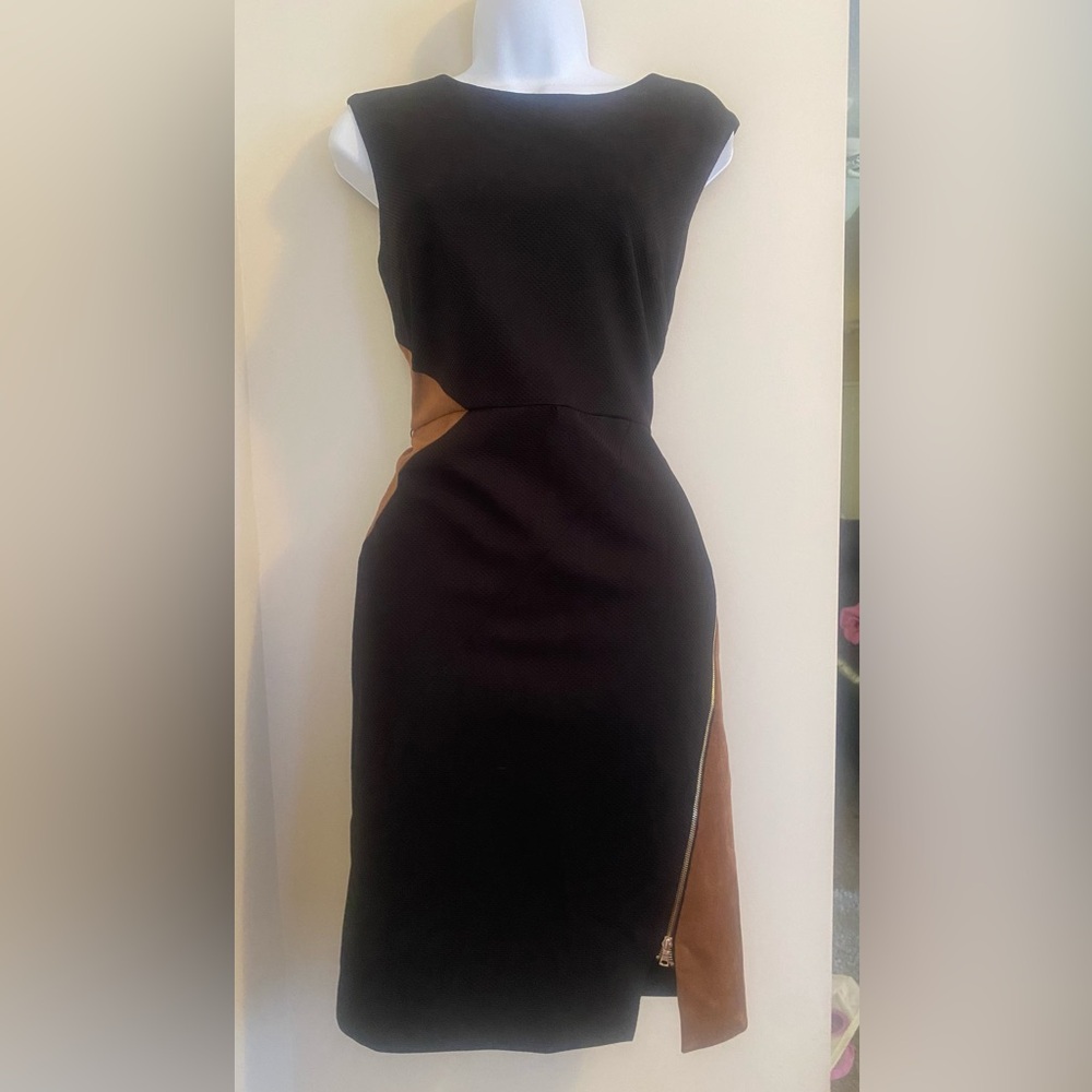 Black asymmetrical backless sheath dress